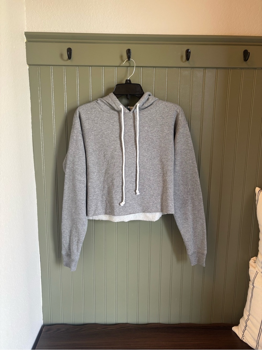 Gray Cropped Hoodie Sweatshirt - Picture 1 of 2